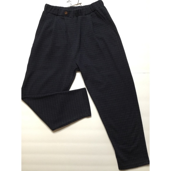 Zara Navy Blue Crossover Plaid Slacks Pants Sz 11-12 (Boys)